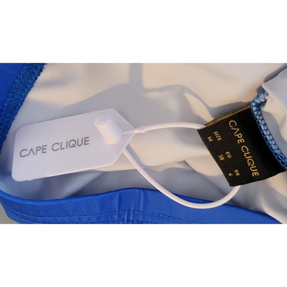 CAPE CLIQUE Bodycon High Waist Face Sheath Short Skirt Party Blue Sz M - Picture 5 of 6